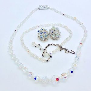Vintage Rhinestone aurora borealis necklace lot